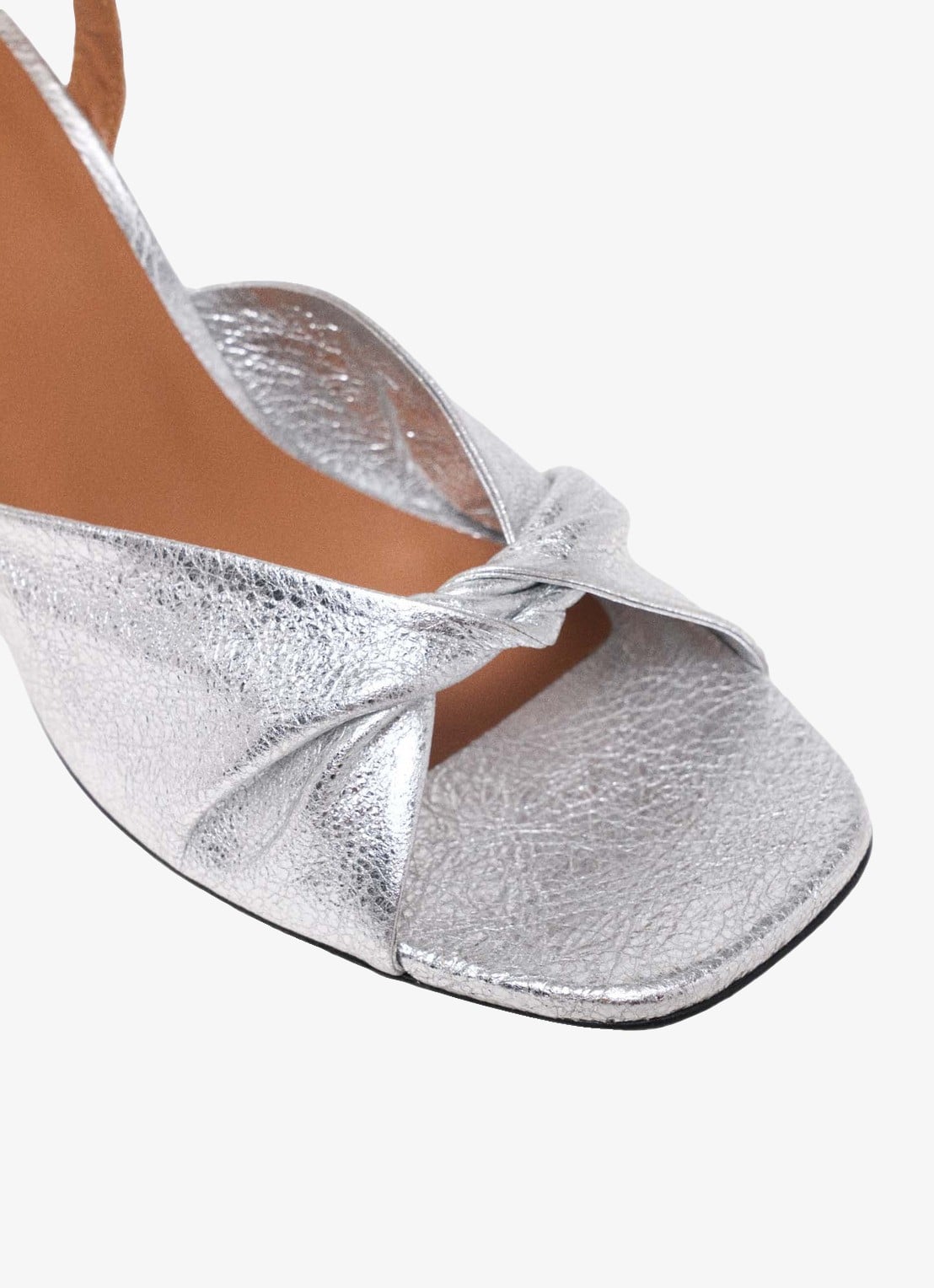 Maje Sandalette van leer met metallic finish - detail 3 zilver