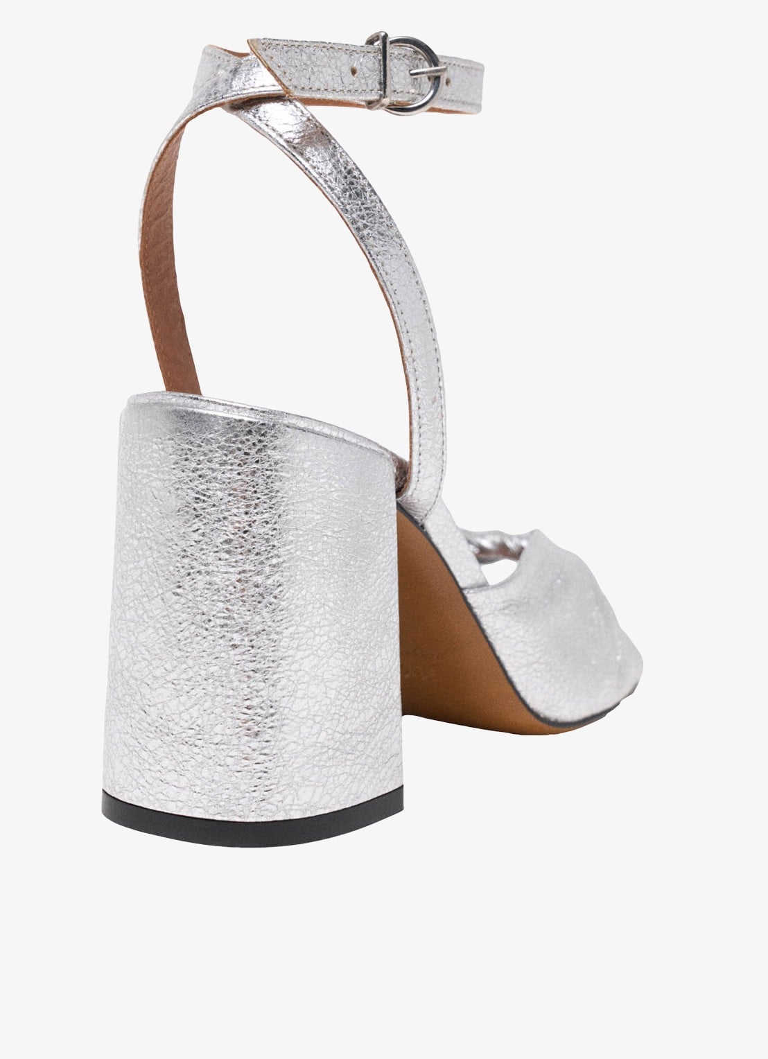 Maje Sandalette van leer met metallic finish - detail 4 zilver