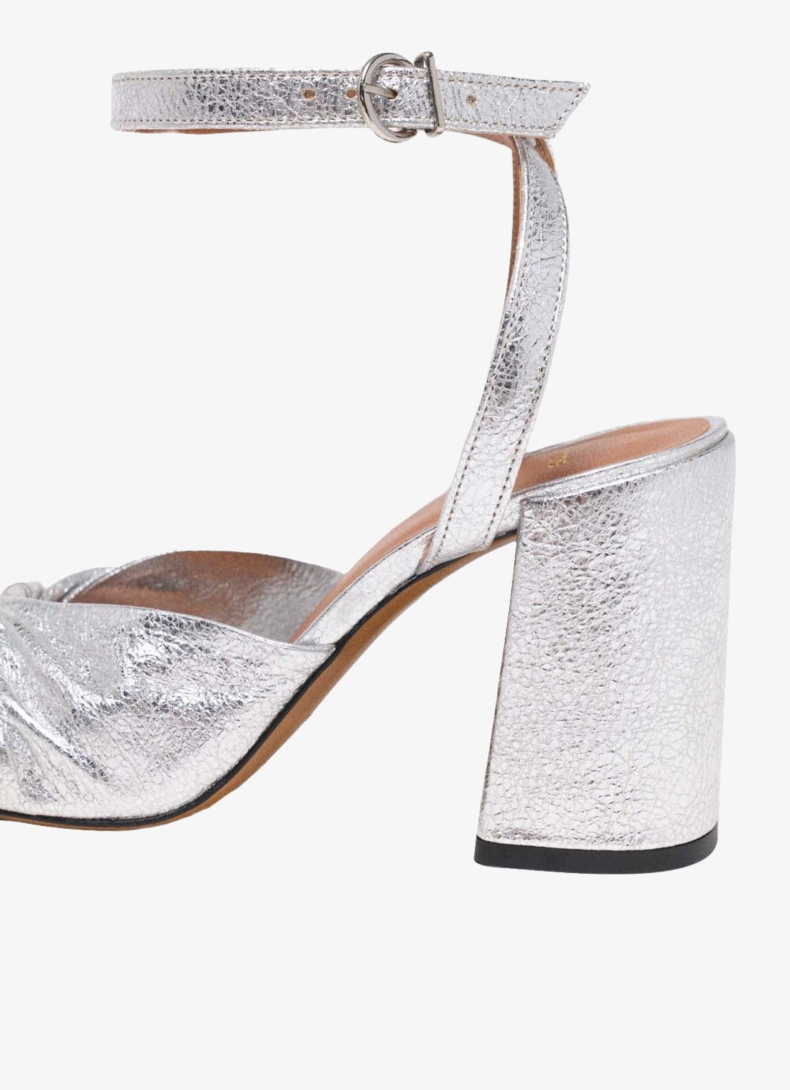 Maje Sandalette van leer met metallic finish - detail 5 zilver