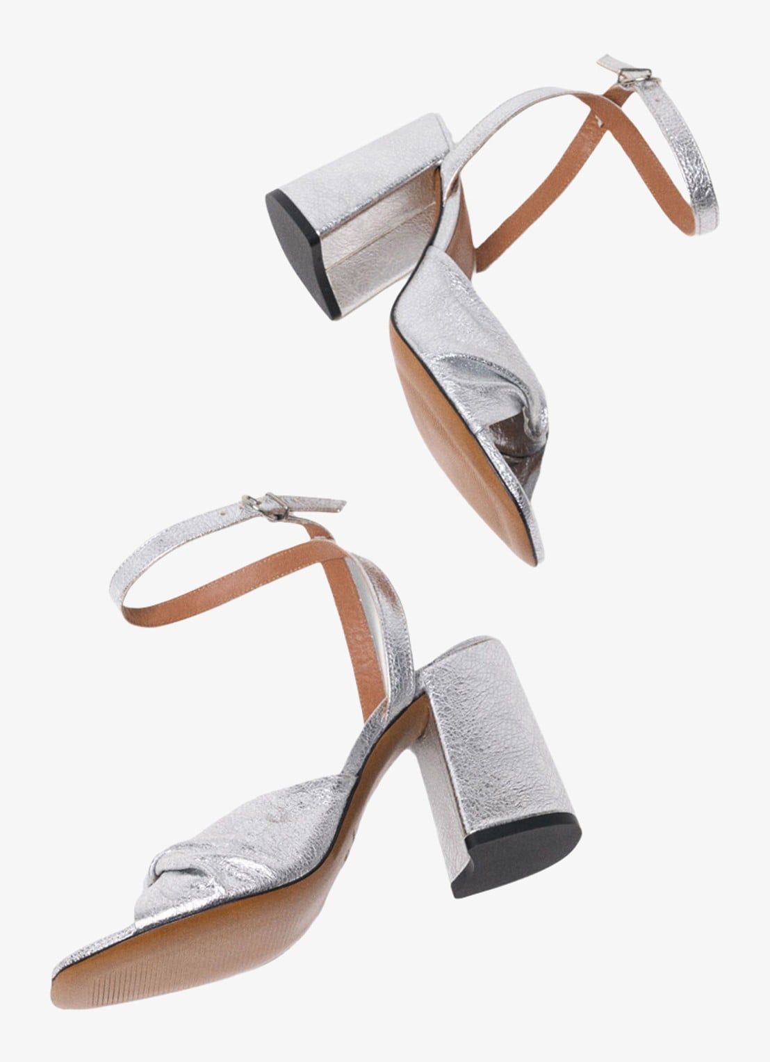 Maje Sandalette van leer met metallic finish - detail 6 zilver