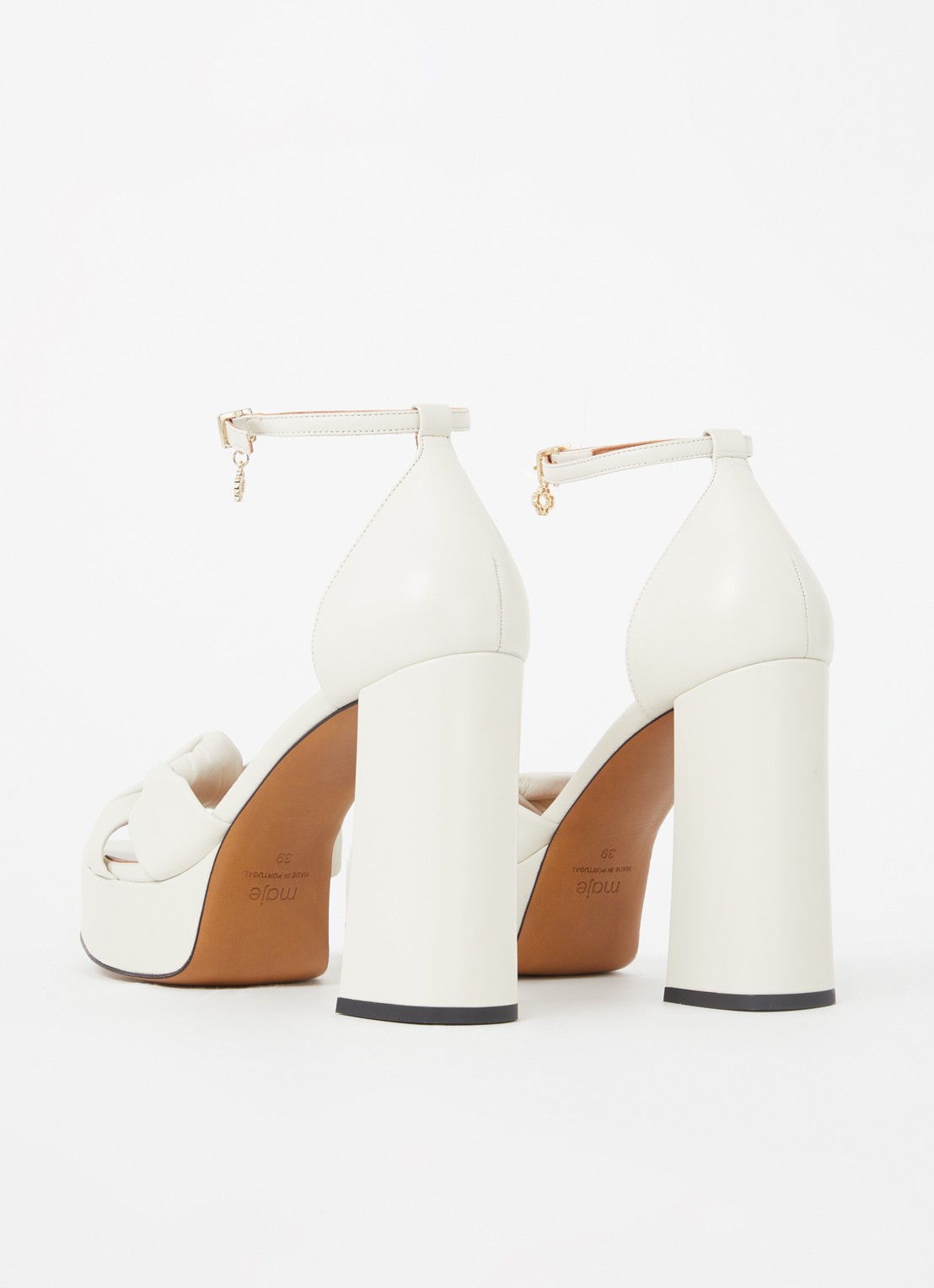Maje Sandalette van leer - achterkant 5 gebroken wit