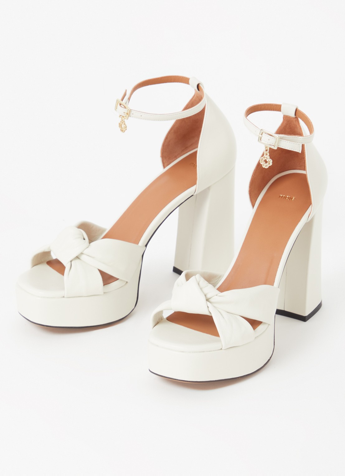 Maje Sandalette van leer - detail gebroken wit