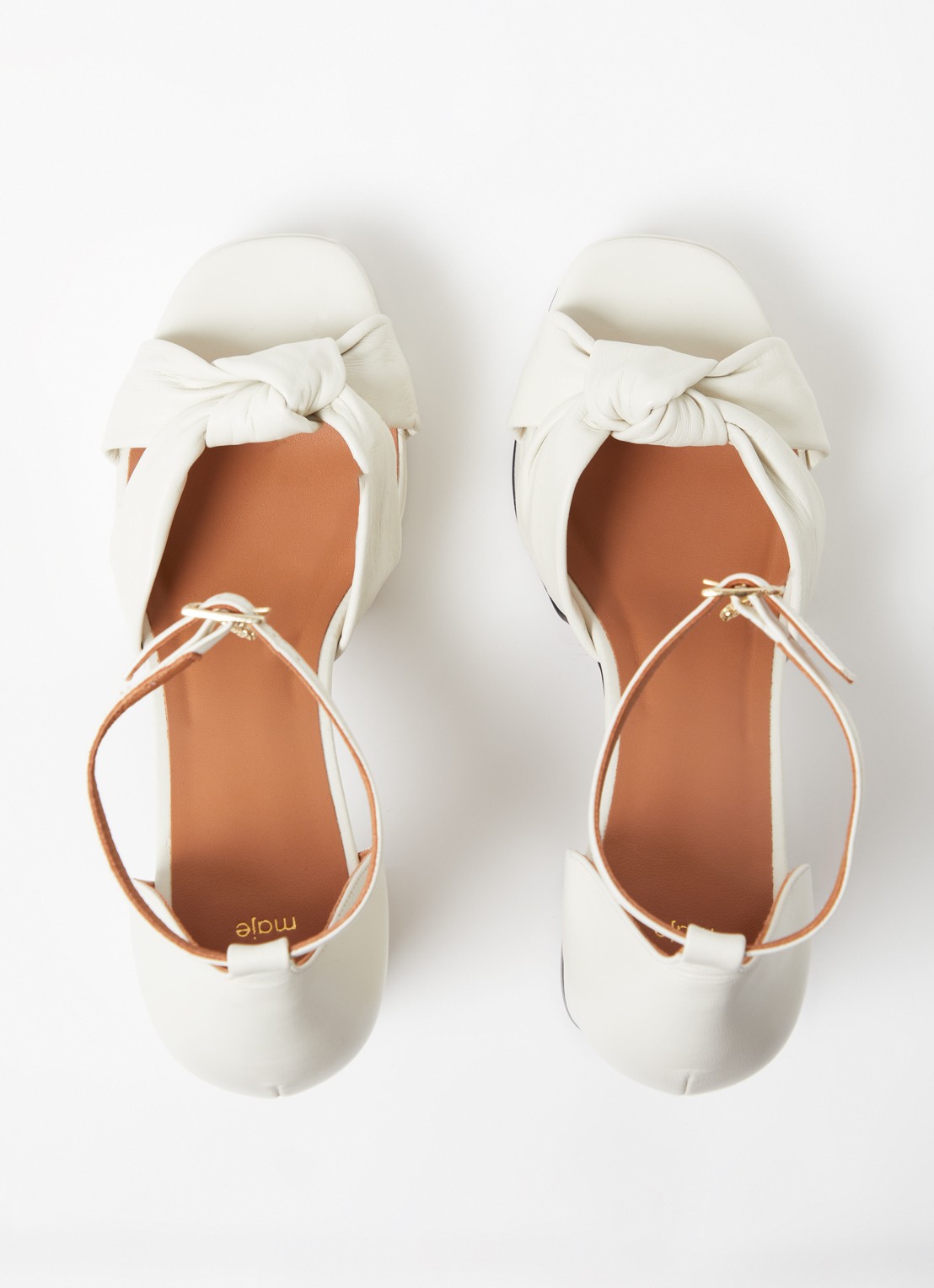 Maje Sandalette van leer - detail 2 gebroken wit
