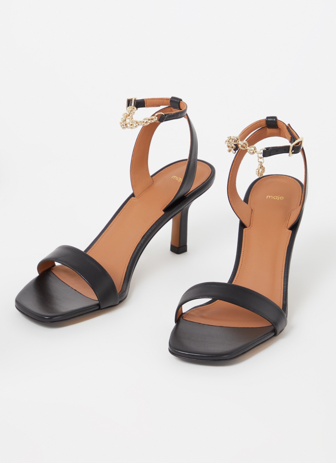 Maje Sandalette van leer - detail 2 zwart