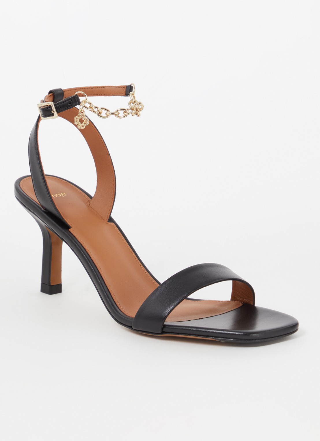 Maje Sandalette van leer - voorkant 5 zwart
