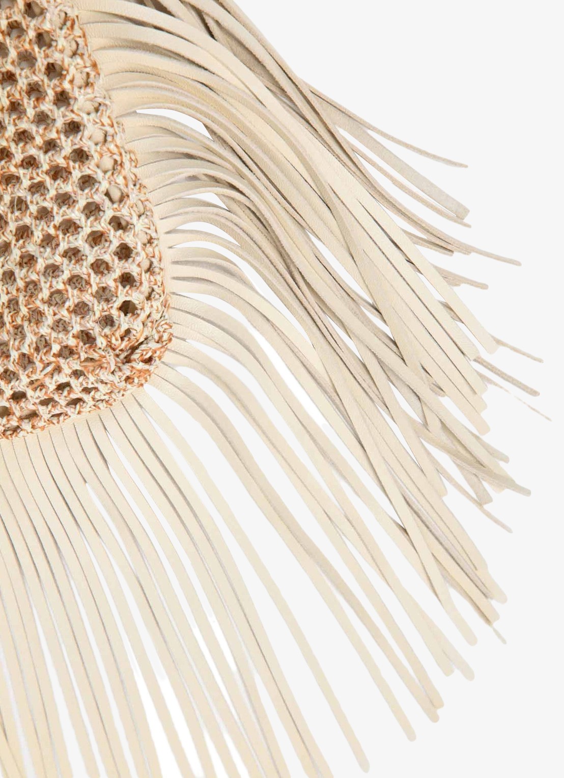 Maje Schoudertas met franjes - achterkant beige