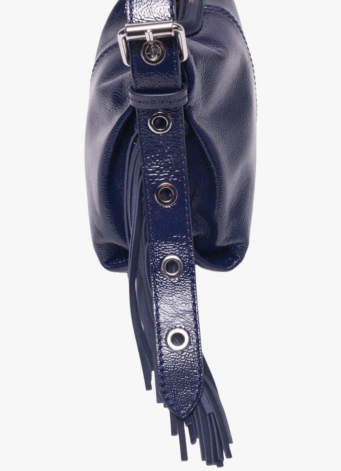 Maje Schoudertas van lakleer - detail 3 donkerblauw