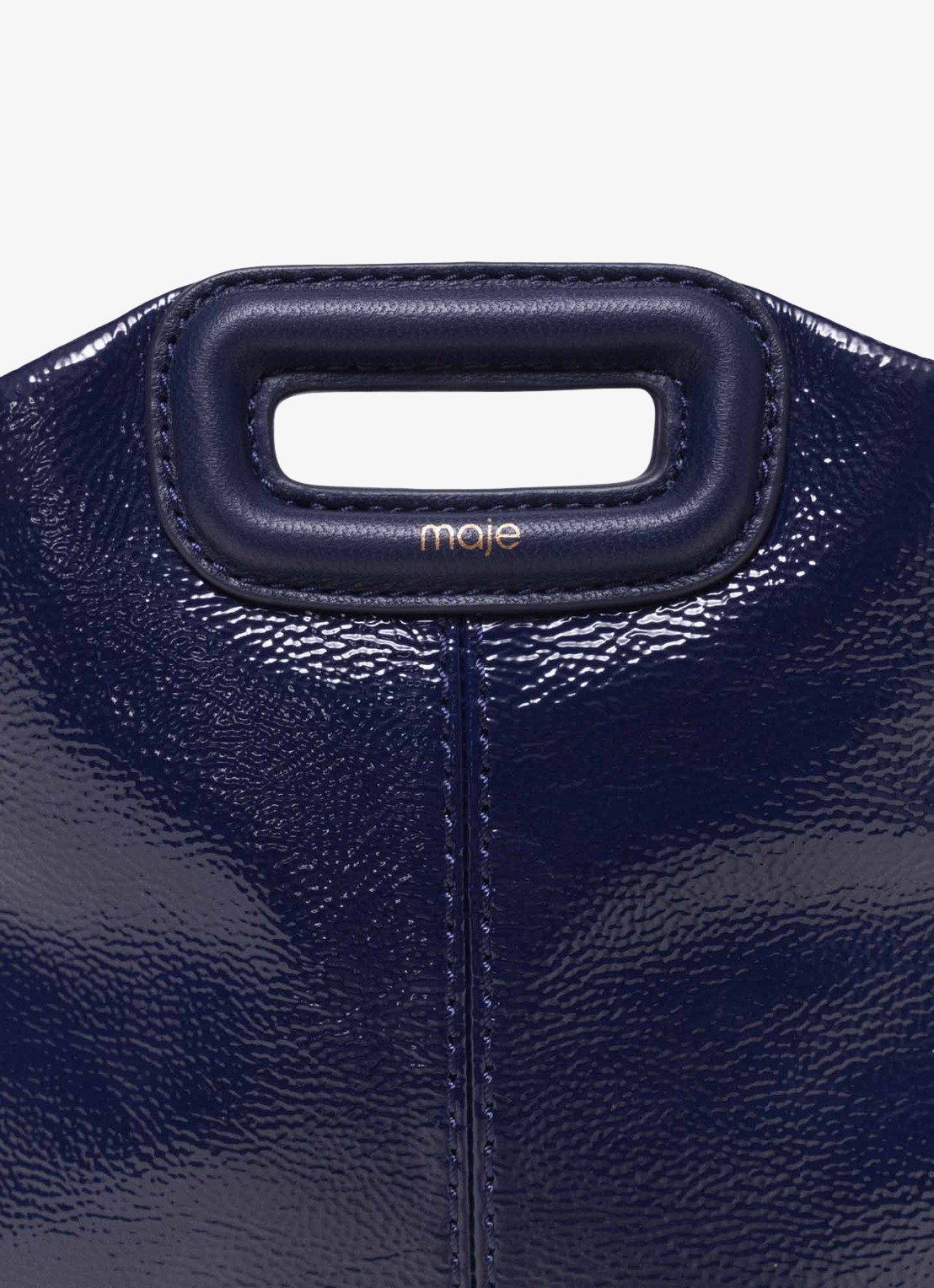 Maje Schoudertas van lakleer - detail 4 donkerblauw