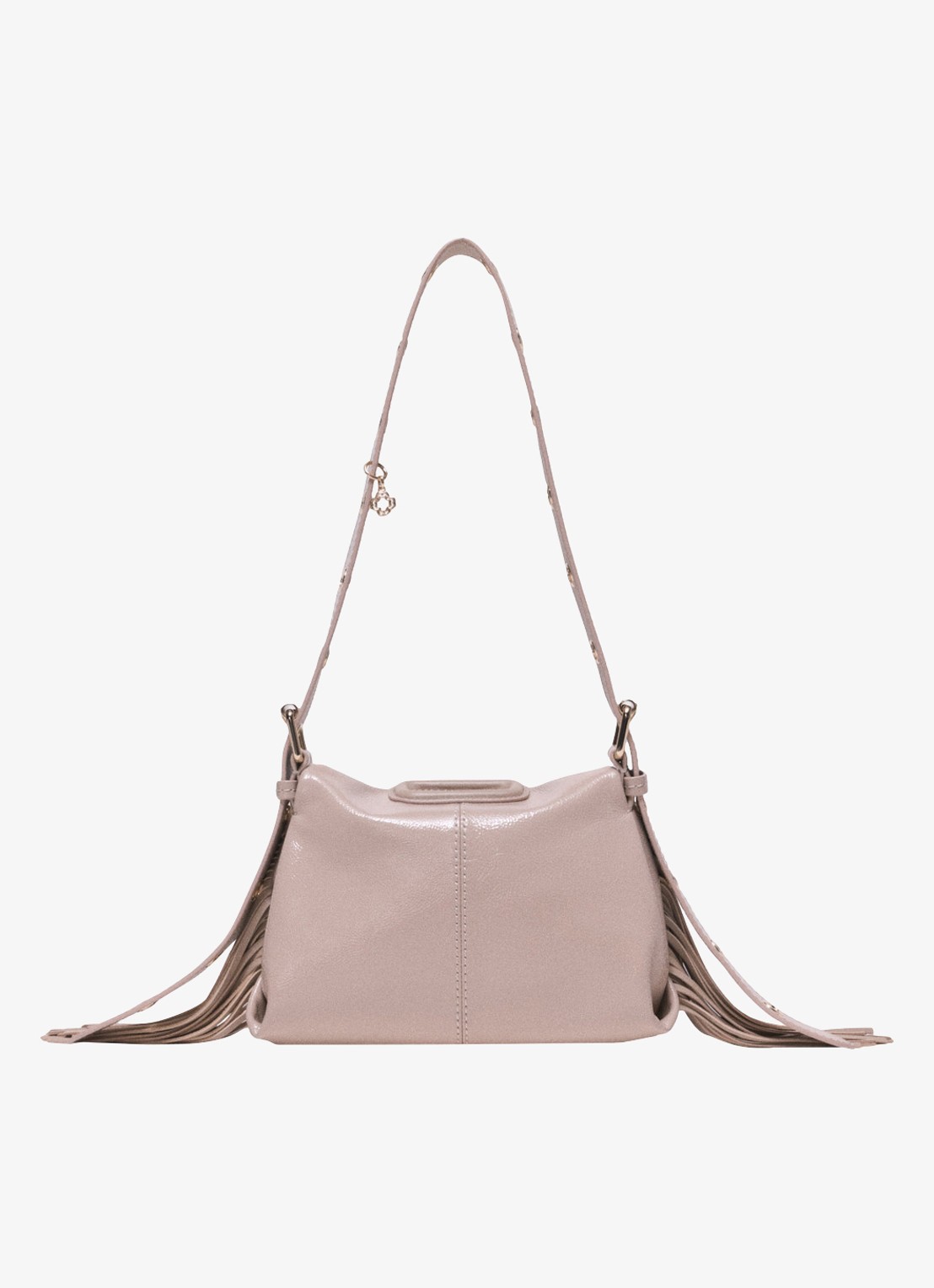 Maje Schoudertas van lakleer - voorkant 5 beige
