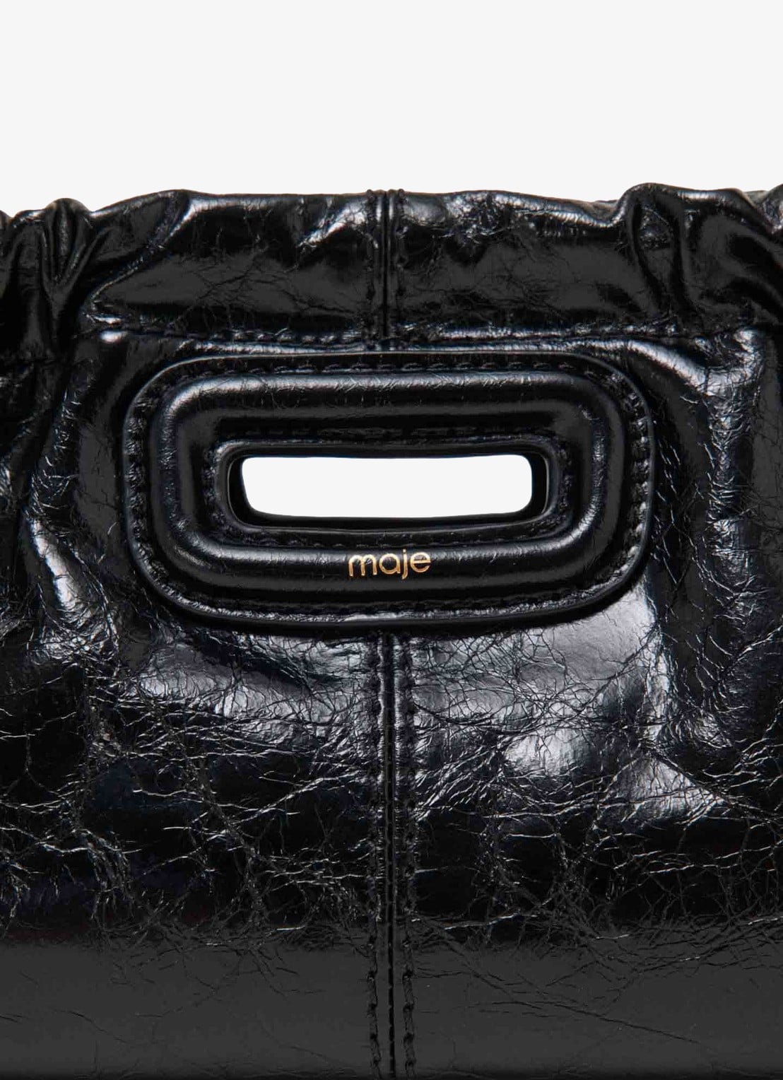 Maje Schoudertas van leer met trekkoord - detail 2 jeans