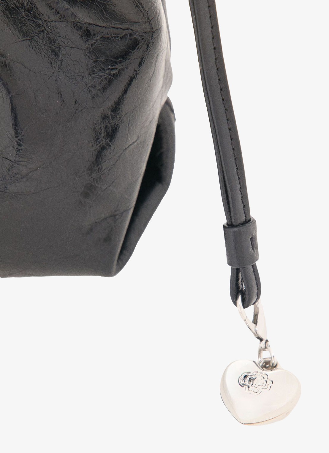 Maje Schoudertas van leer met trekkoord - detail 4 jeans