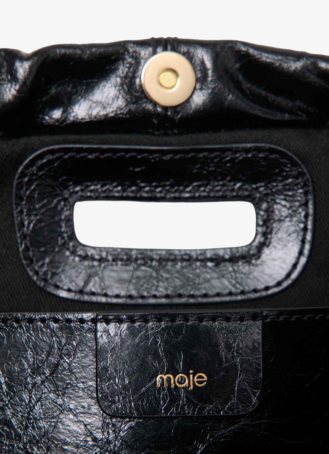 Maje Schoudertas van leer met trekkoord - detail 6 jeans