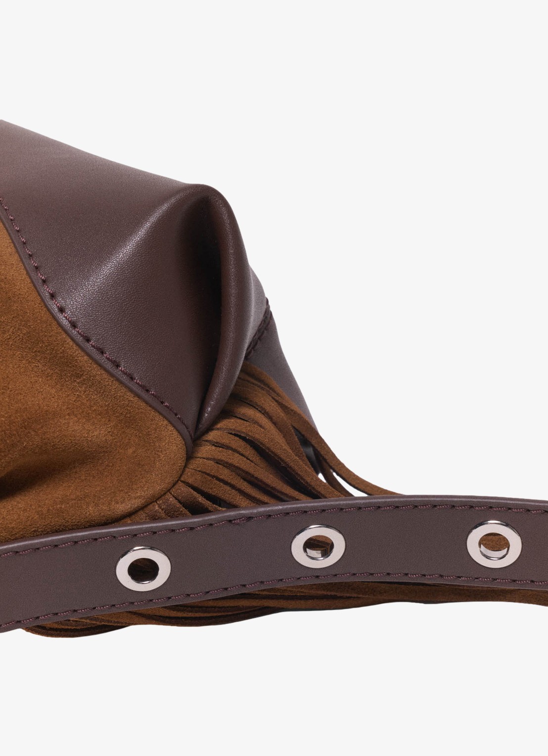 Maje Schoudertas van leer - detail 4 bruin