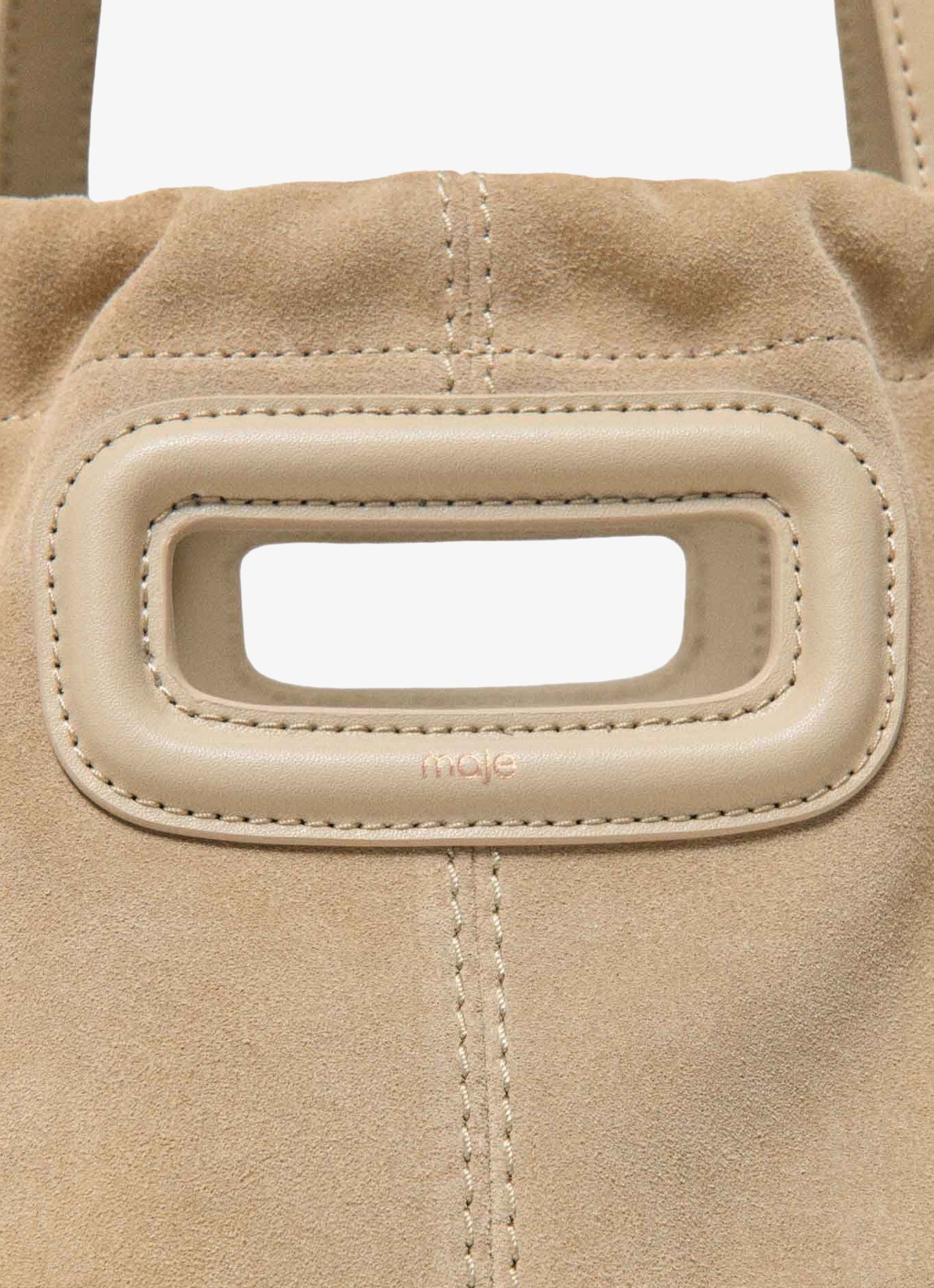 Maje Schoudertas van suède - detail 2 beige