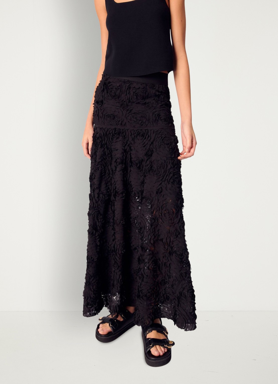 Maje Semi-transparante maxi rok met structuur - detail 5 zwart
