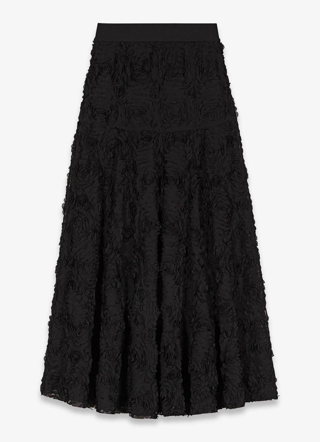 Maje Semi-transparante maxi rok met structuur - voorkant zwart