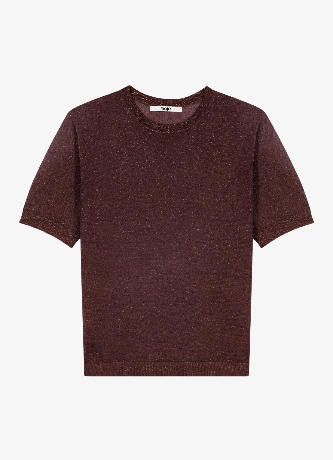 Maje Semi-transparante top met lurex - detail 5 brown / bruin