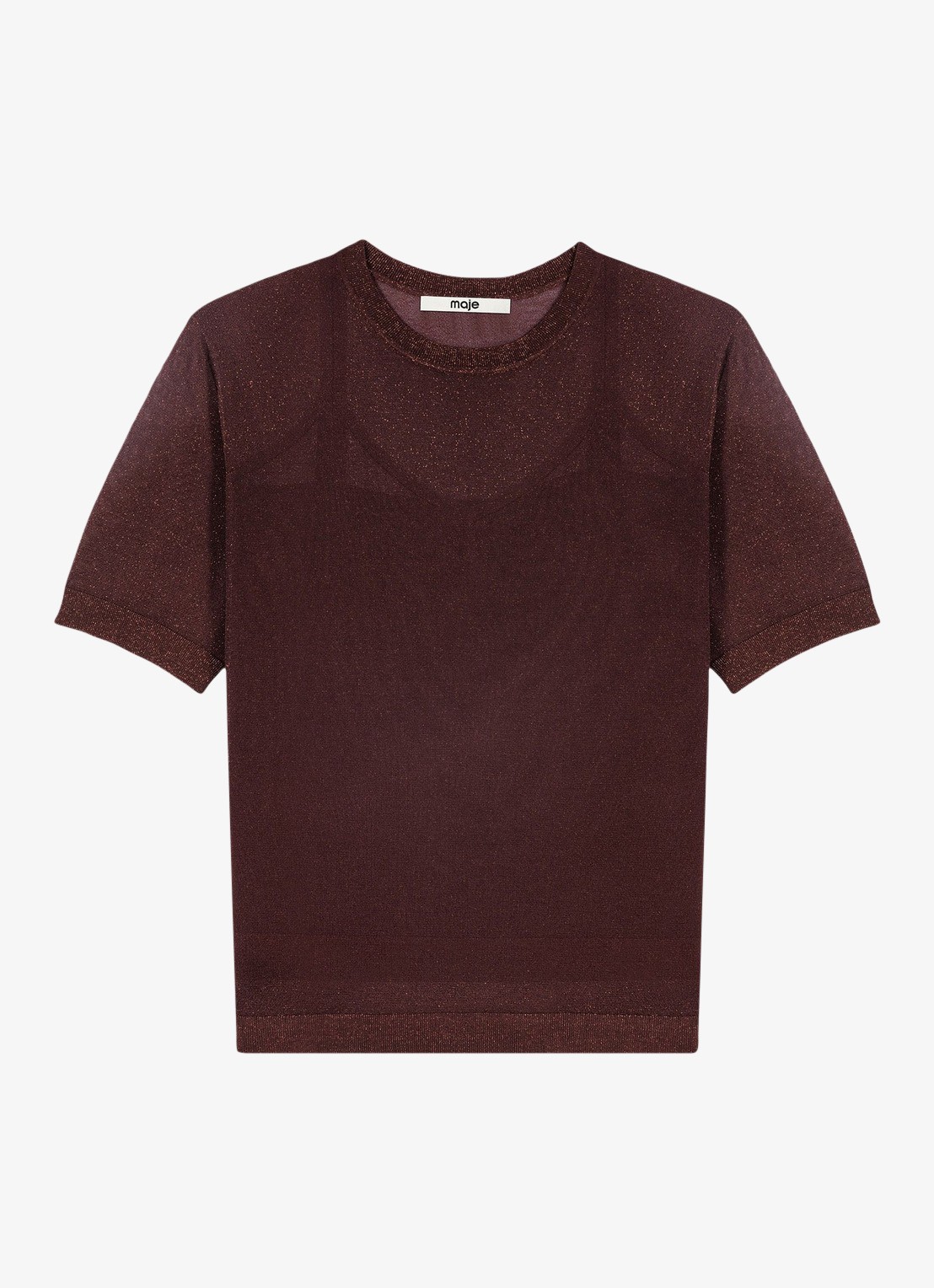 Maje Semi-transparante top met lurex - voorkant 7 brown / bruin