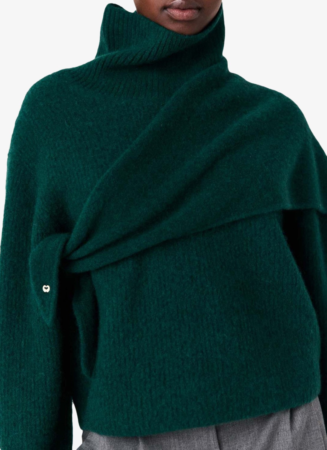 Maje Sjaal in wolblend - voorkant 2 zeegroen