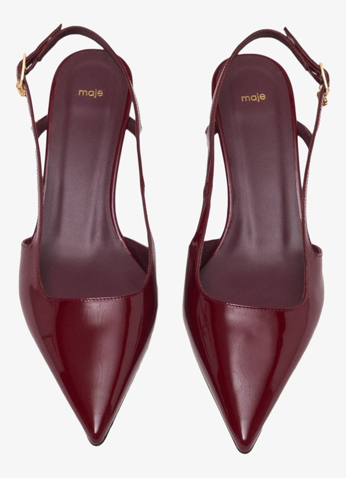 Maje Slingback van lakleer - detail 2 bordeauxrood