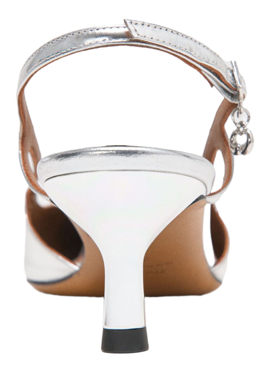 Maje Slingback van leer met metallic finish - achterkant 2 zilver