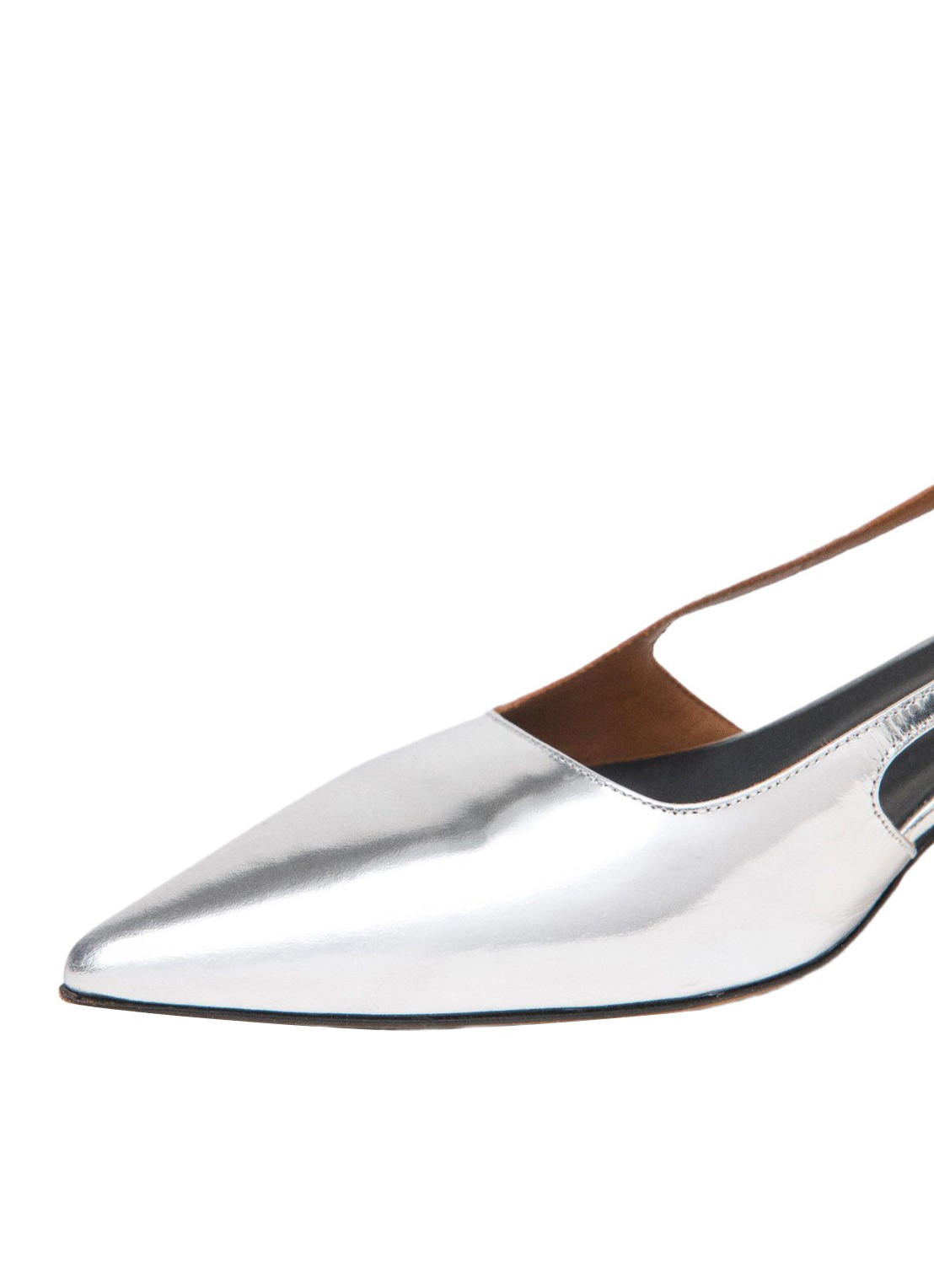 Maje Slingback van leer met metallic finish - detail 5 zilver