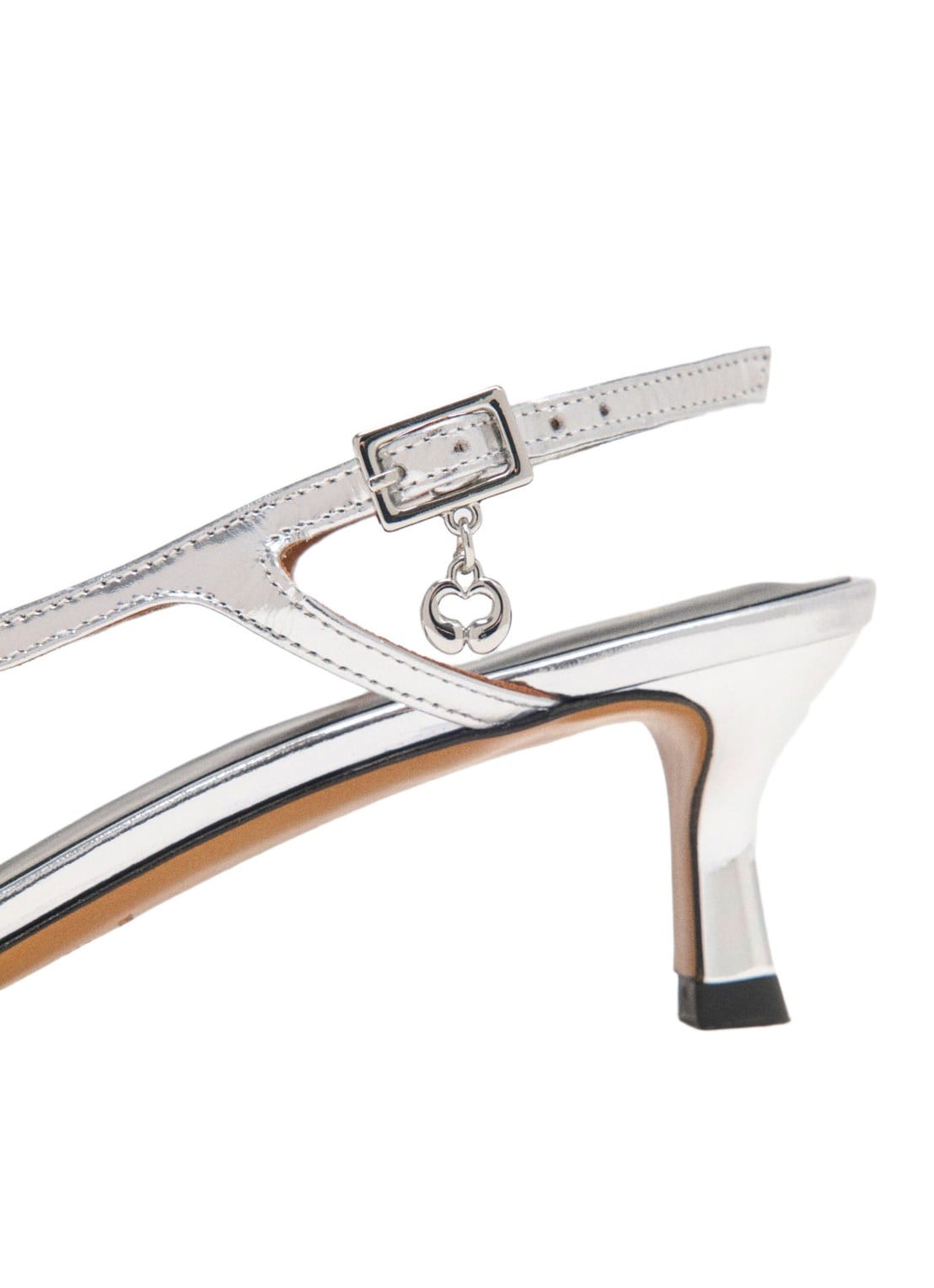Maje Slingback van leer met metallic finish - detail 6 zilver