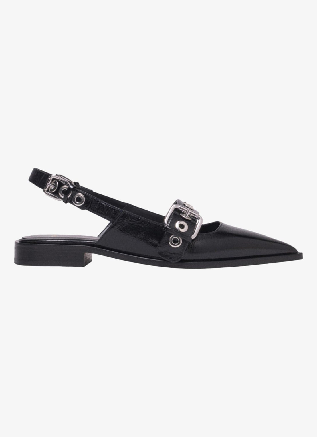 Maje Slingback van leer - voorkant jeans