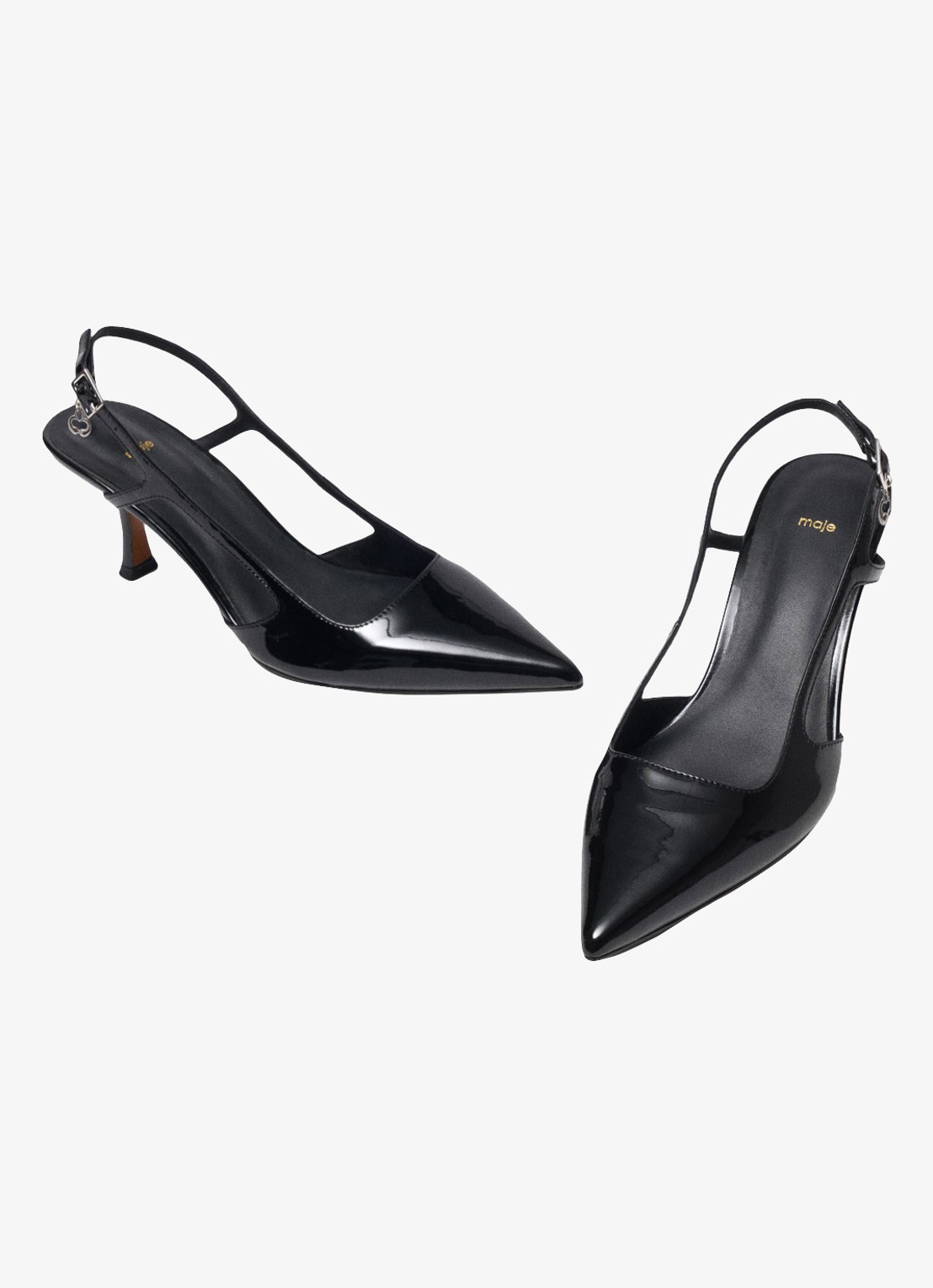 Maje Slingback van leer - detail 5 zwart
