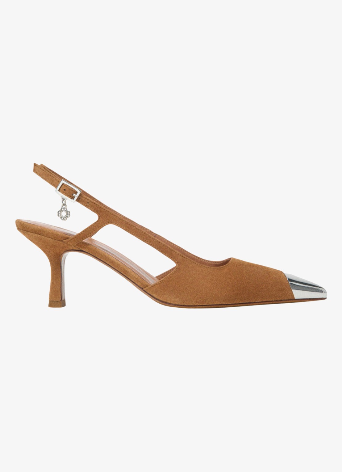 Maje Slingback van suède  - voorkant camel