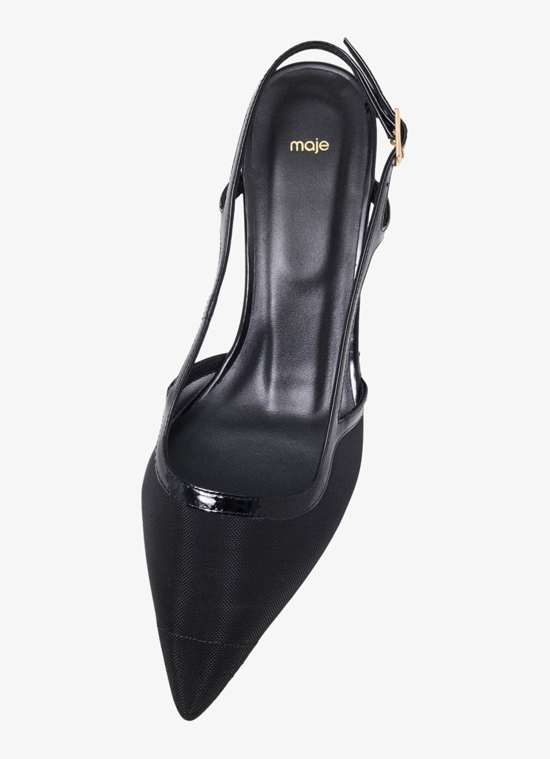 Maje Slingbacks van leer met mesh detail - detail 4 jeans