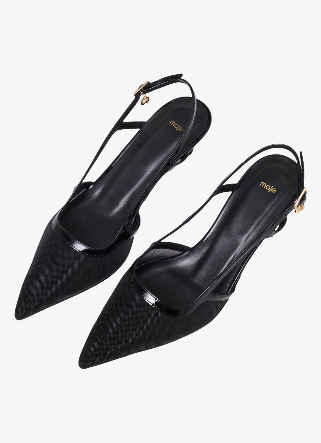 Maje Slingbacks van leer met mesh details - detail 3 jeans