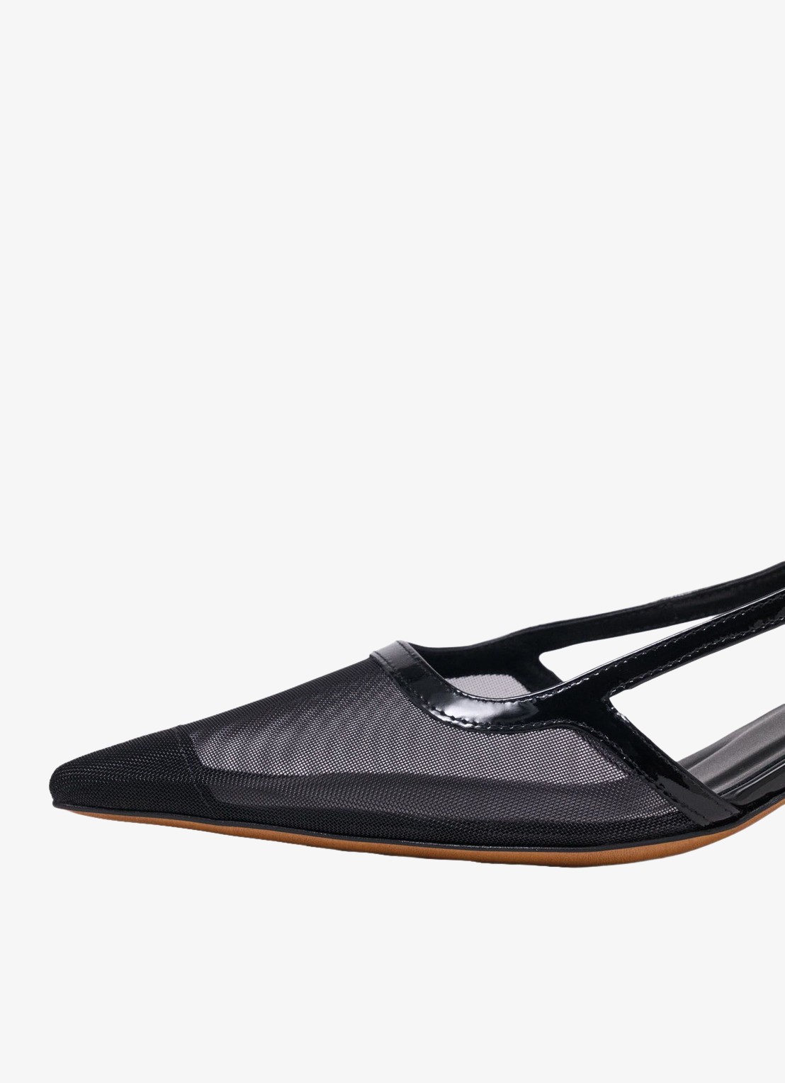 Maje Slingbacks van leer met mesh details - detail 5 jeans