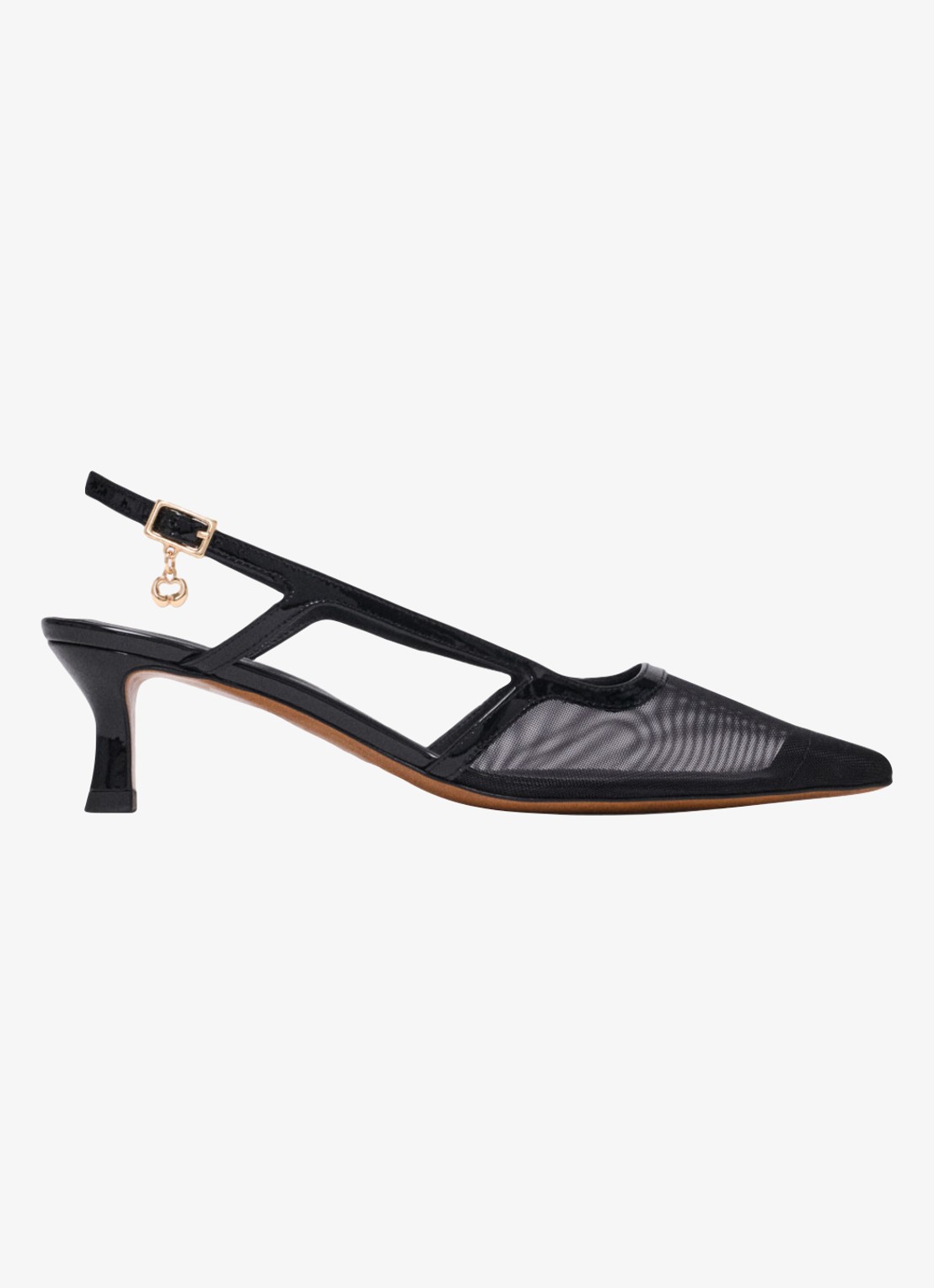 Maje Slingbacks van leer met mesh details - voorkant jeans