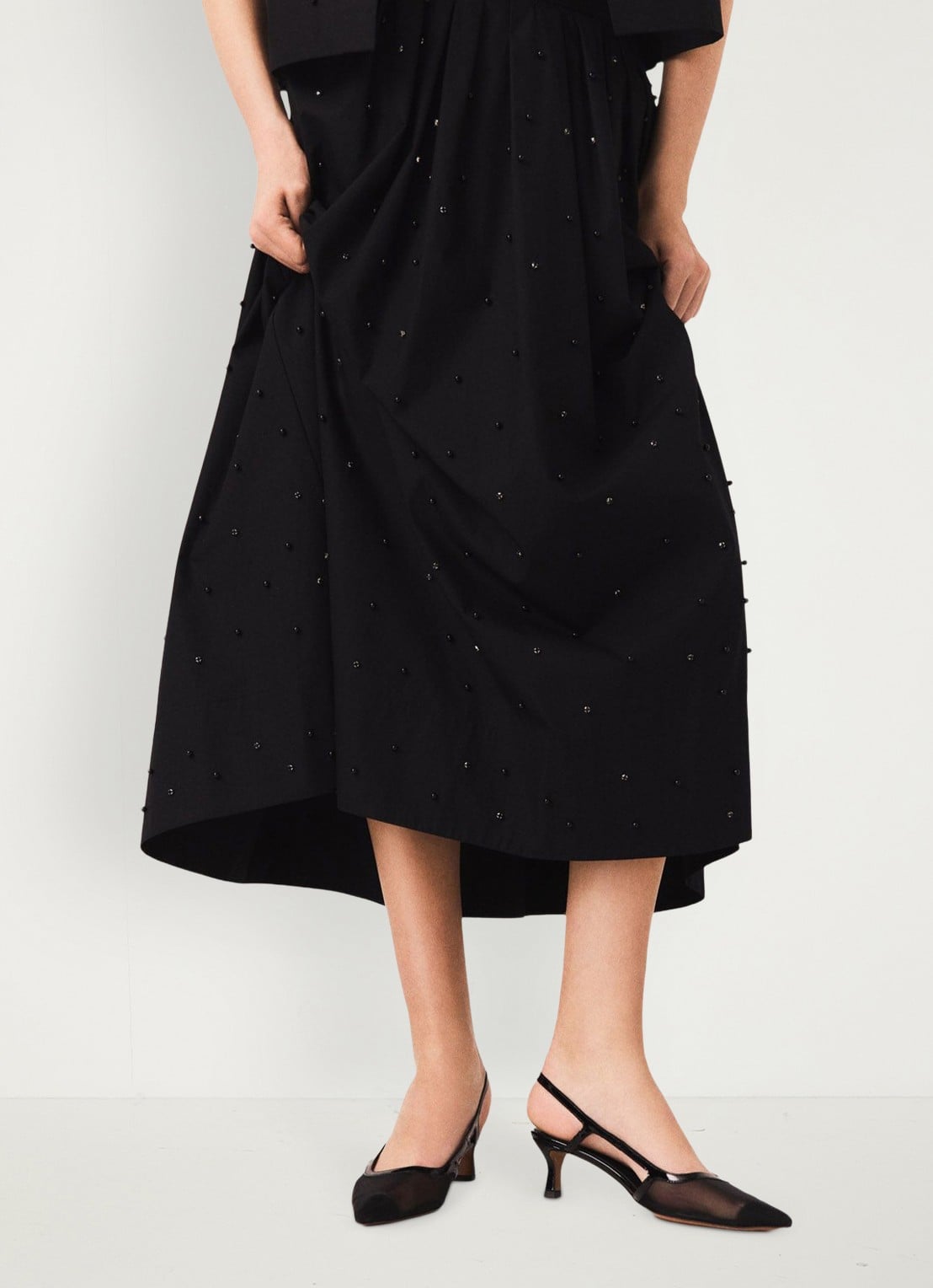 Maje Slingbacks van leer met mesh details - voorkant 2 jeans