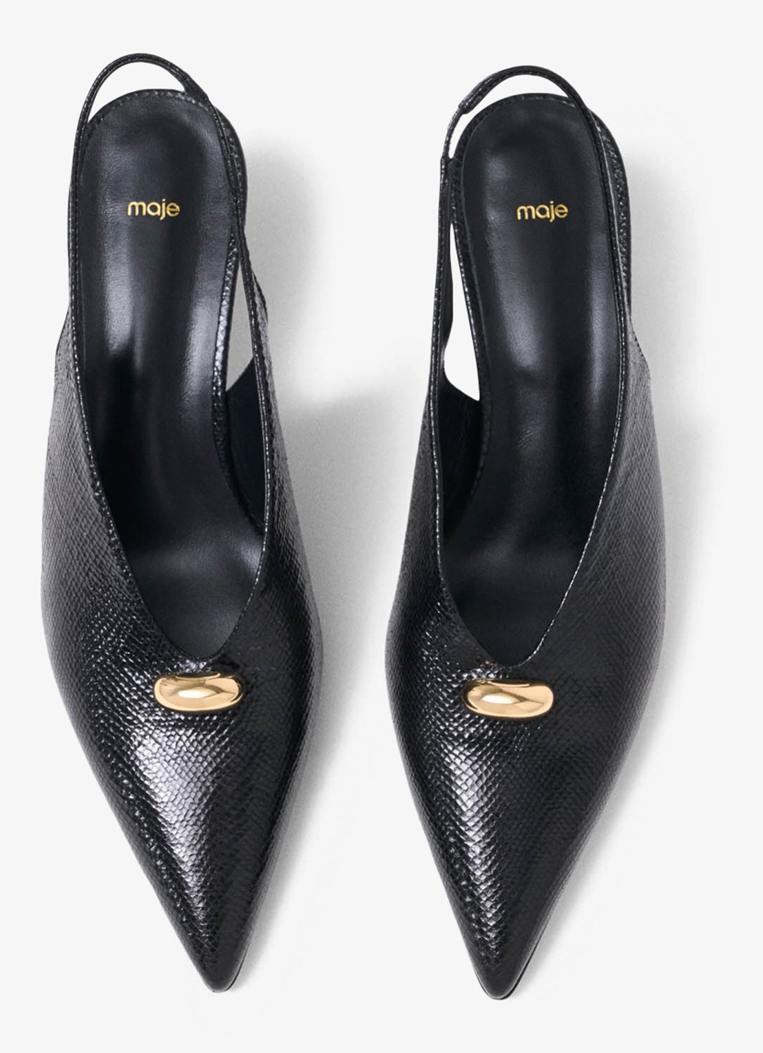 Maje Slingbacks van leer - detail 5 zwart