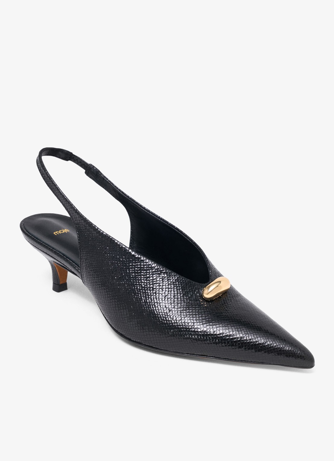 Maje Slingbacks van leer - detail 6 zwart