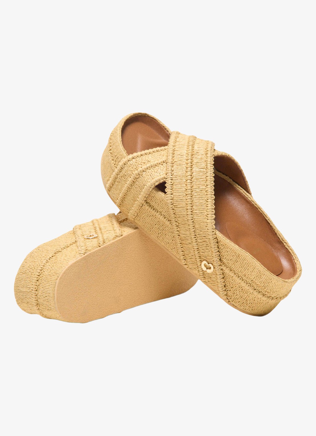 Maje Slipper met gevlochten detail en plateauzool - detail 4 beige