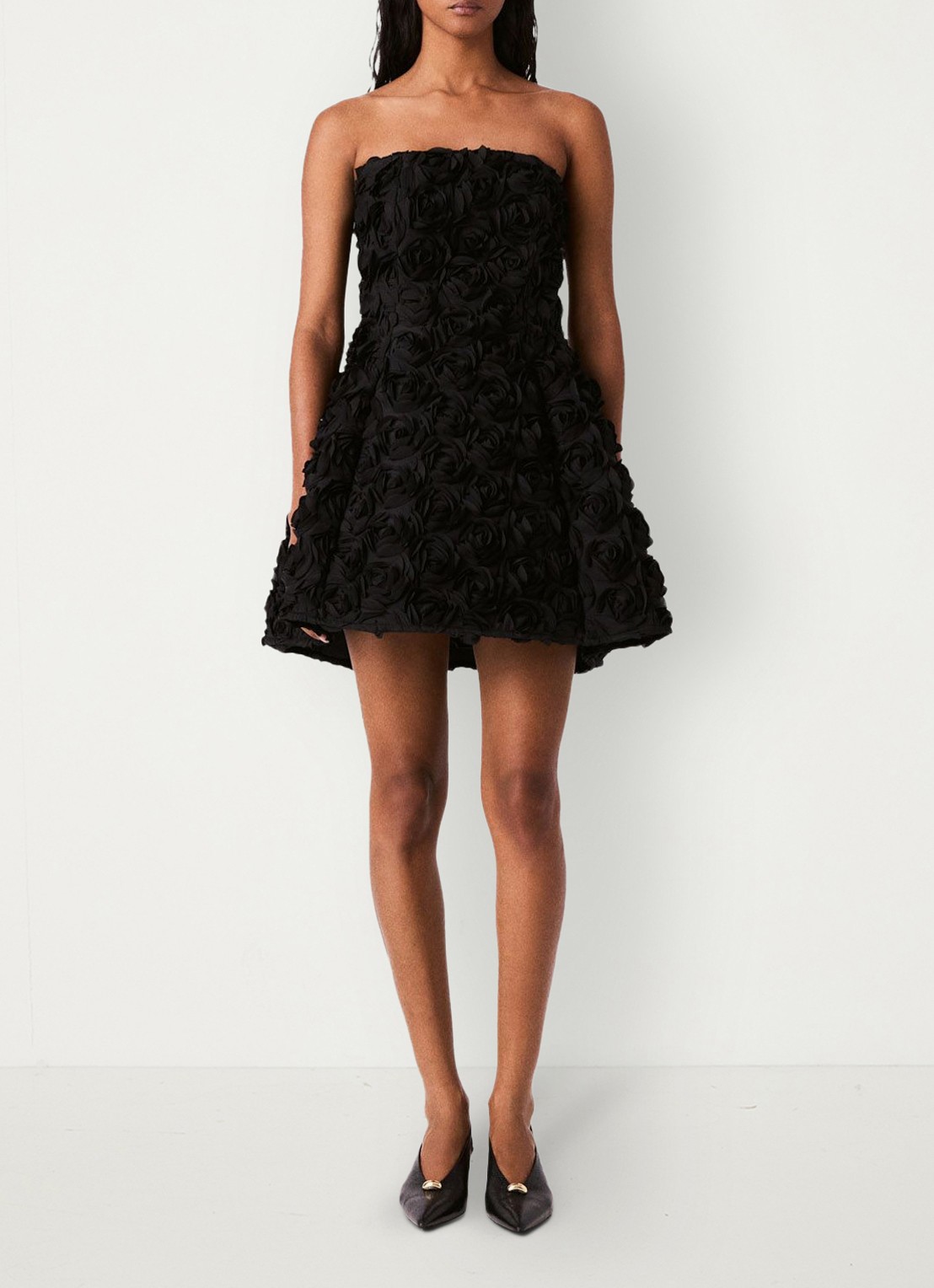 Maje Strapless mini jurk met plooien - voorkant 8 jeans