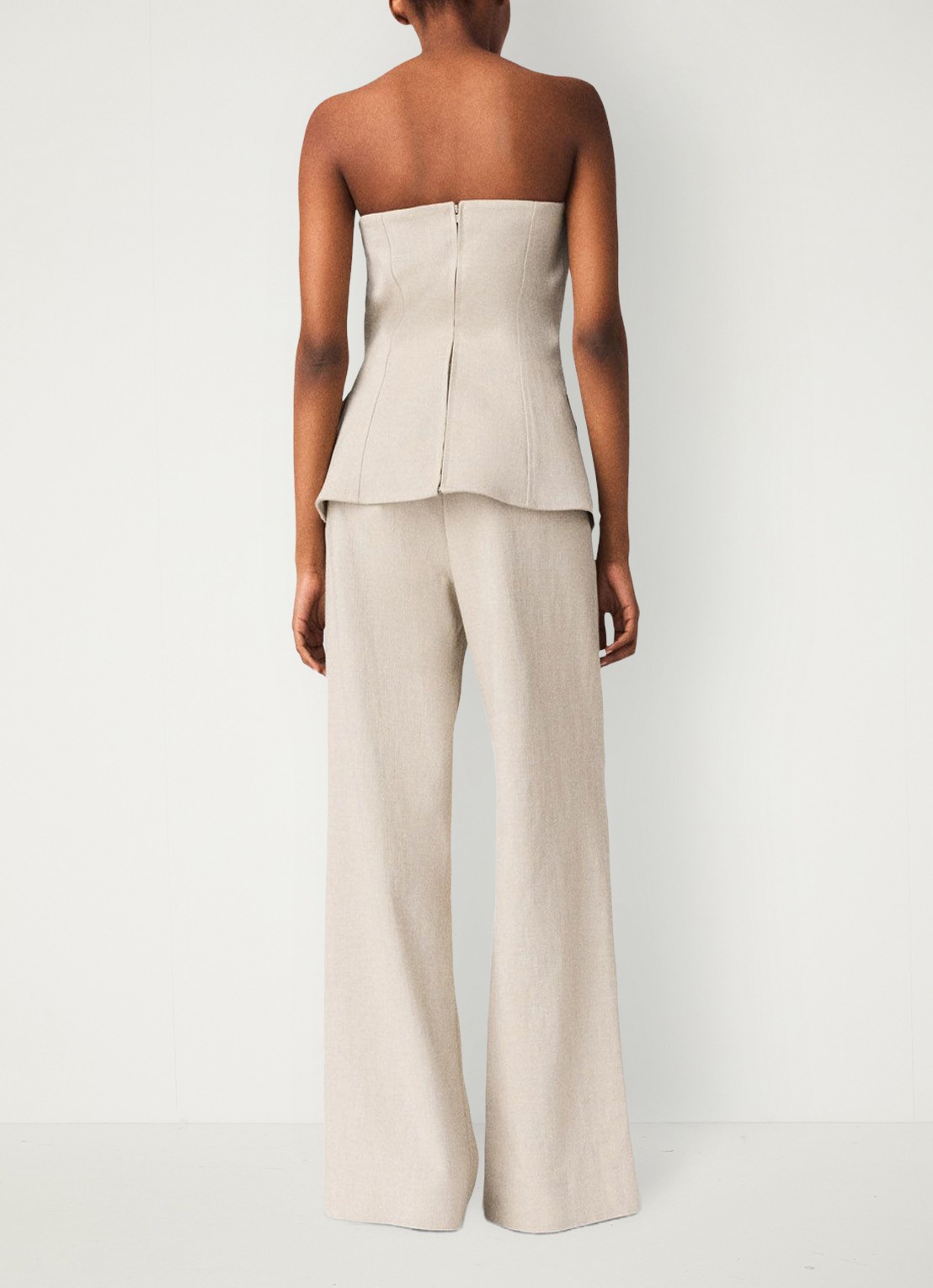 Maje Strapless top met sierknopen - achterkant 7 beige