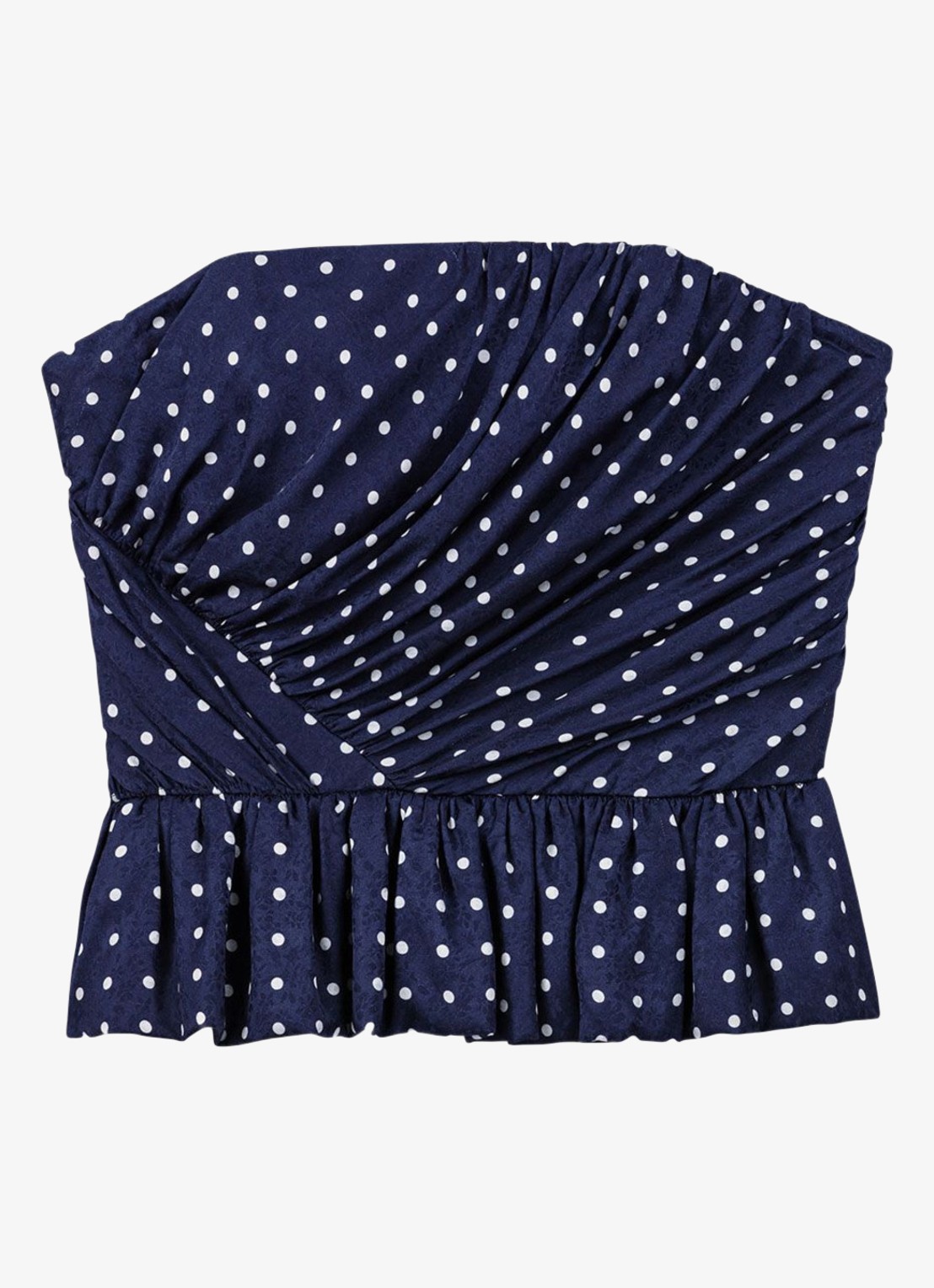 Maje Strapless top met stippenprint - voorkant 6 donkerblauw