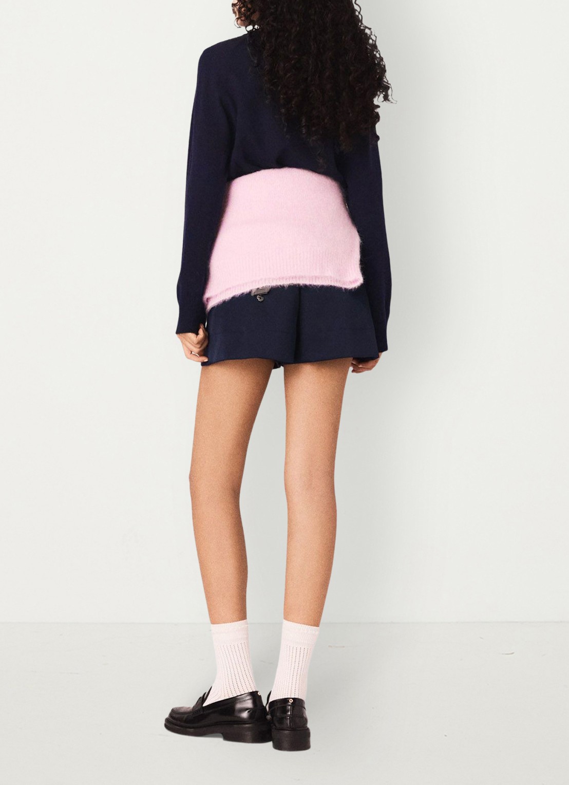 Maje Sweater in wolblend met print - achterkant 7 donkerblauw