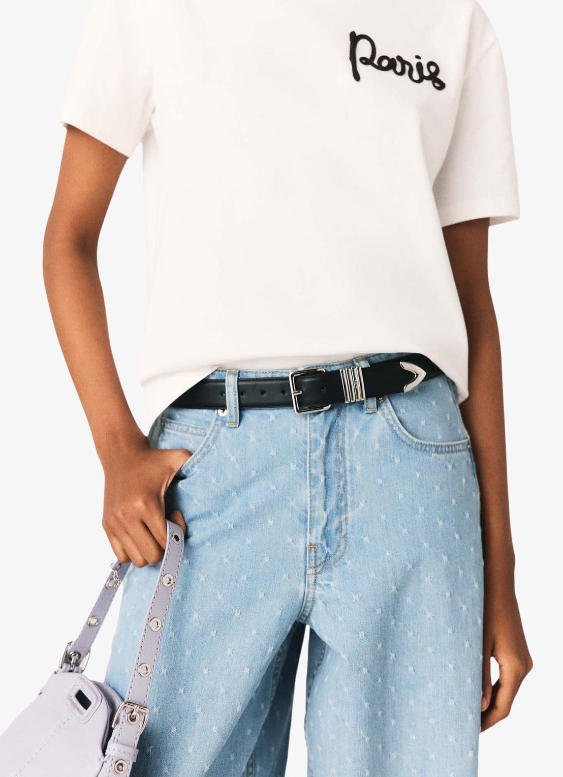 Maje T-shirt met borduring - detail 2 wit