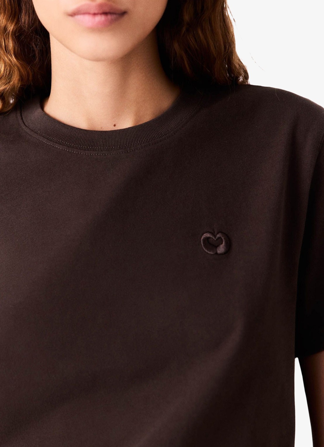 Maje T-shirt met borduring - detail 3 donkerbruin