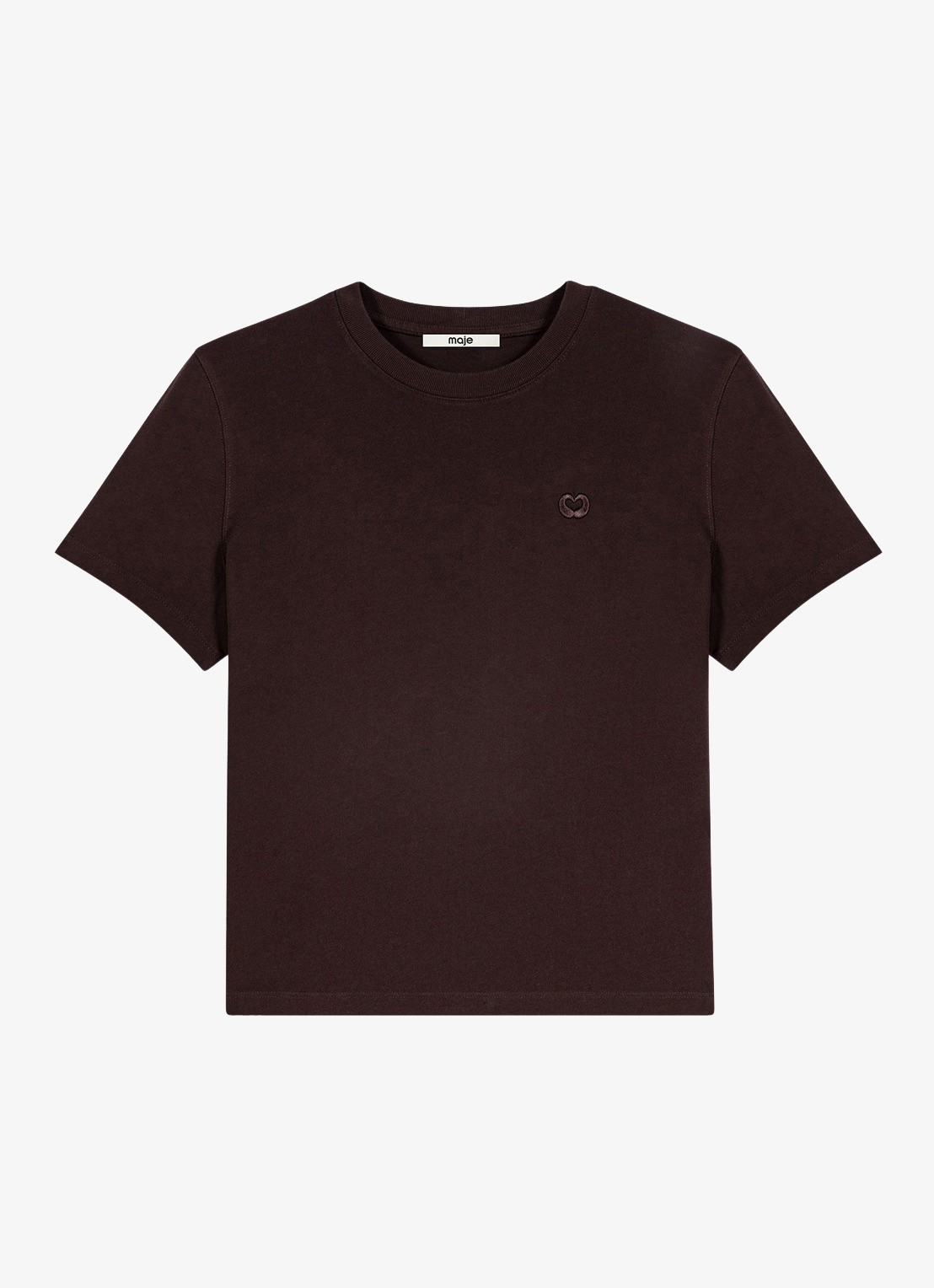 Maje T-shirt met borduring - voorkant 5 donkerbruin