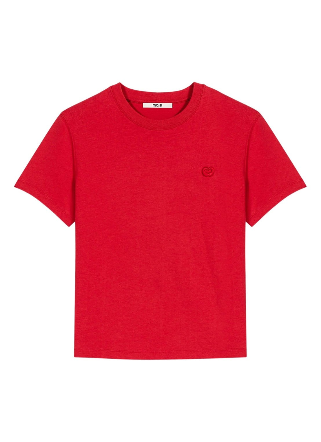 Maje T-shirt met borduring - voorkant 2 steenrood