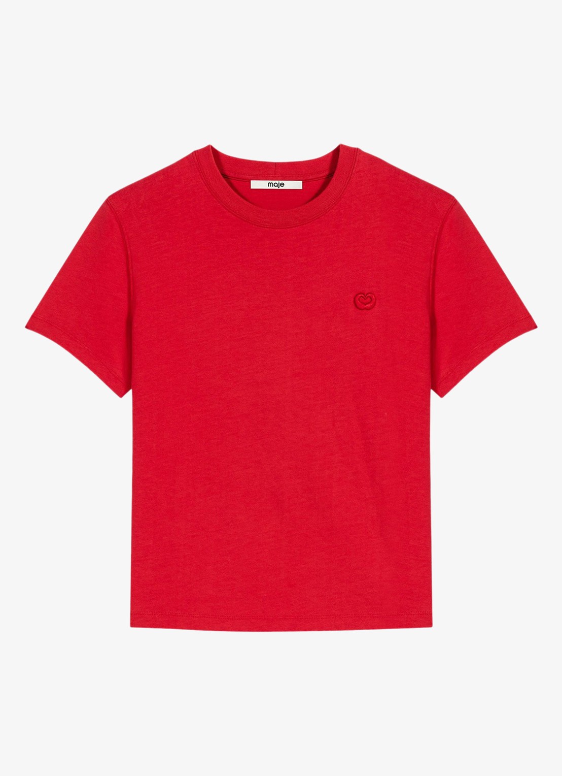Maje T-shirt met borduring - voorkant steenrood