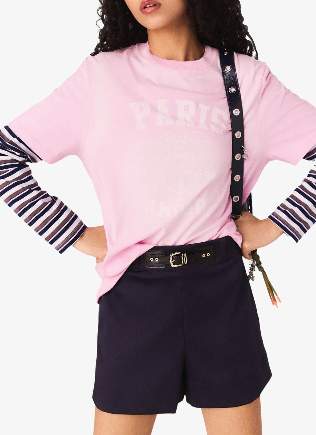 Maje T-shirt met print - detail roze