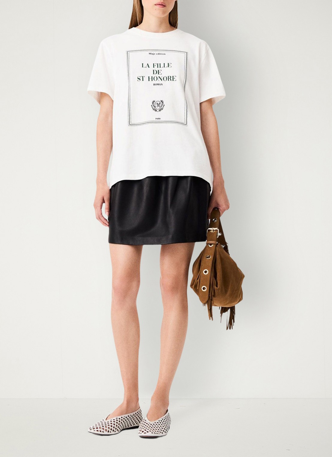 Maje T-shirt met print - voorkant 2 wit
