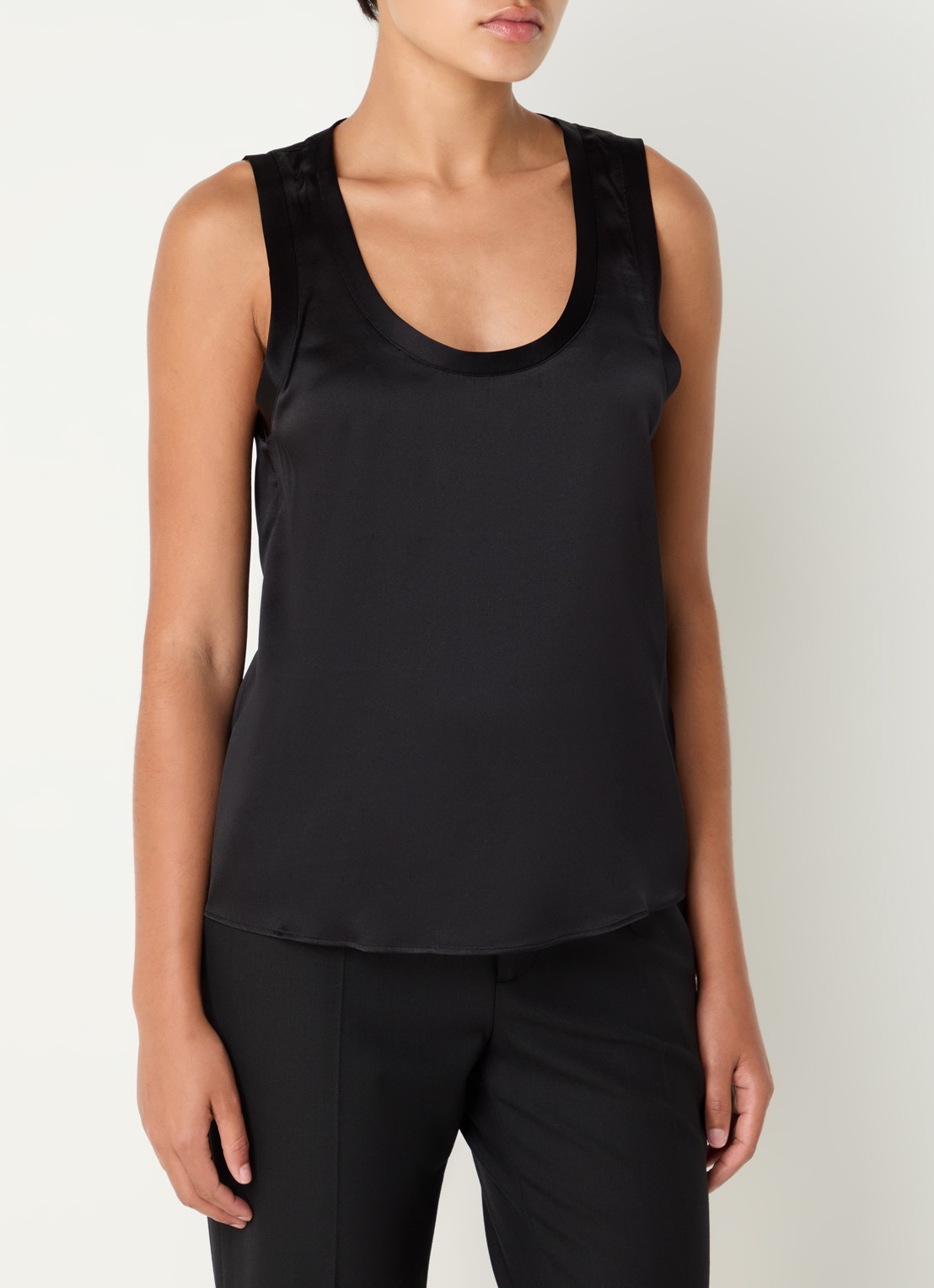 Maje Tanktop in zijdeblend met glanzende finish - detail 2 zwart